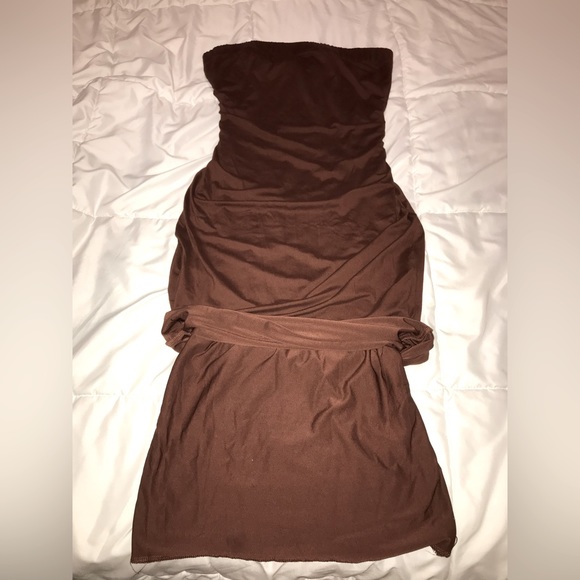 Strapless brown tube dress - Picture 3 of 4